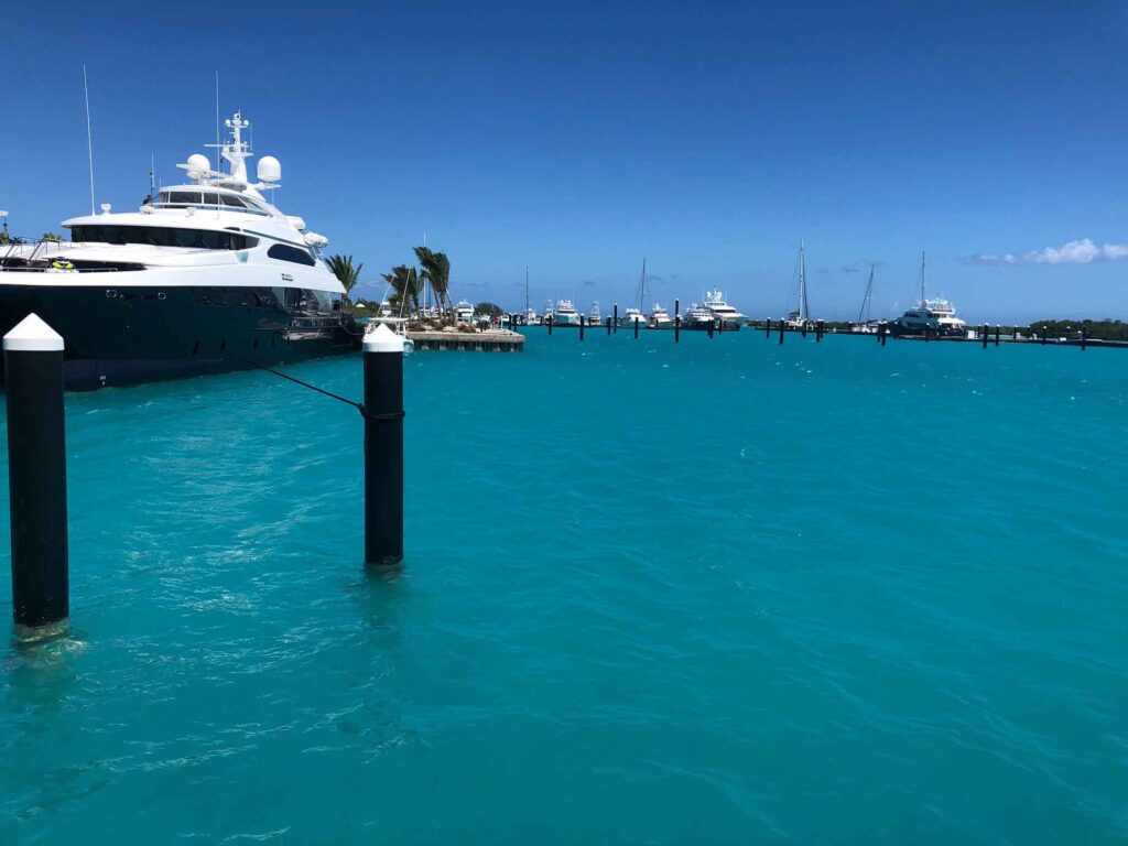 Turks & Caicos, blue water, Caribbean Sea, Yacht, boat, dock