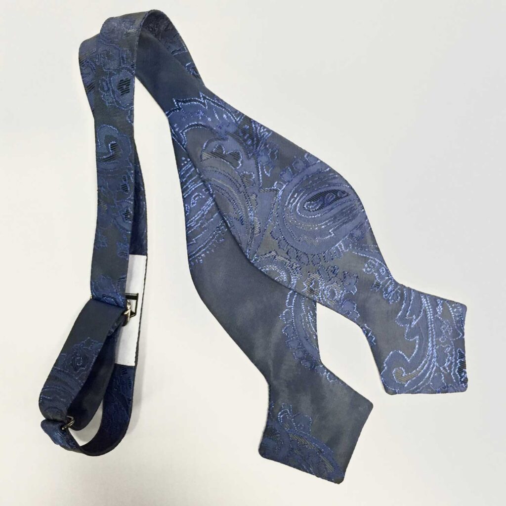 blue paisley bow tie, bow tie, diamond point, handmade accessories